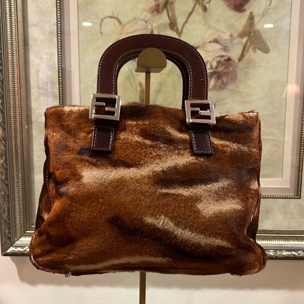 FENDI Brown and Tan Pony Hair Handbag EUC